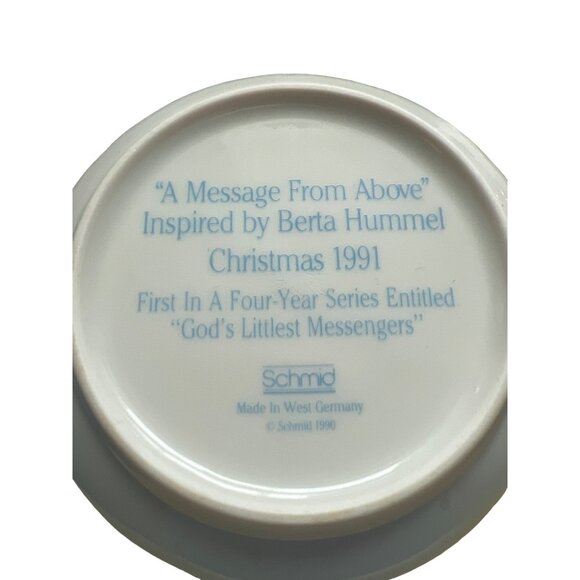 Vintage Schmid Christmas Hummel 1991 Mini Collector Plate Message From Above Box - Picture 3 of 4